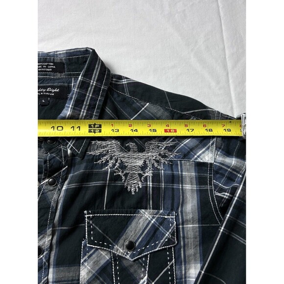 Eighty Eight Platinum Mens‎ Large black Plaid long Sleeve Button Up Embroidered - Picture 4 of 11
